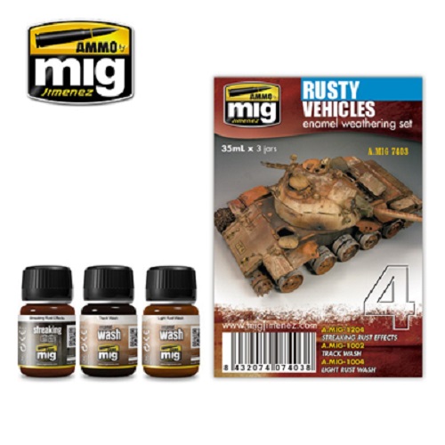 Ammo Mig A.MIG7403 Rusty Vehicles Enamel Weathering Set